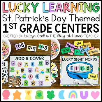 Preview of St. Patrick's Day 1st Grade Math & Literacy Activities | Lucky Charms Centers
