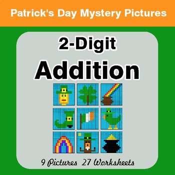 St Patrick's Day: 2-Digit Addition - Color-By-Number Math Mystery Pictures