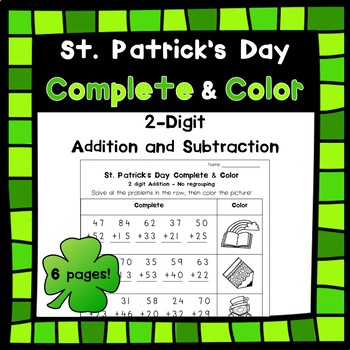 Preview of St. Patrick's Day 2-Digit Addition & Subtraction (with and without regrouping)