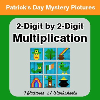 St Patrick's Day: 2-Digit Multiplication - Color-By-Number Math Mystery Pictures