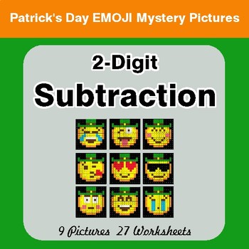 St Patrick's Day: 2-Digit Subtraction - Color-By-Number Math Mystery Pictures