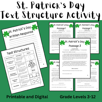 Preview of St Patrick's Day 2024 Text Structure and Reading Comprehension (Print+Digital)
