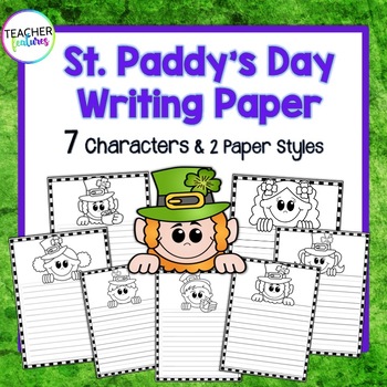 Preview of ST. PATRICKS DAY Blank Lined WRITING CENTER PAPER Dotted Kinder 1st 2nd Grade