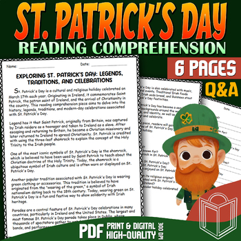 Preview of St Patrick's Day: 2nd & 3rd Grade Reading Comprehension Passage - Q&A
