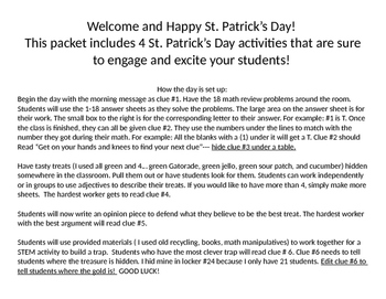 Preview of St. Patrick's Day 2nd Grade Scavenger Hunt