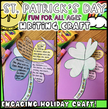 Preview of St. Patrick's Day 3D Clover Shamrock Writing Craft March Hallway Bulletin Board