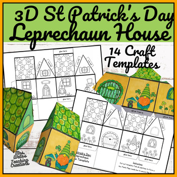Preview of St. Patrick's Day Craft 3D Leprechaun House Templates & Activities