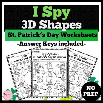 Preview of St. Patrick's Day 3D Shapes I SPY Worksheets : 3D Shapes 