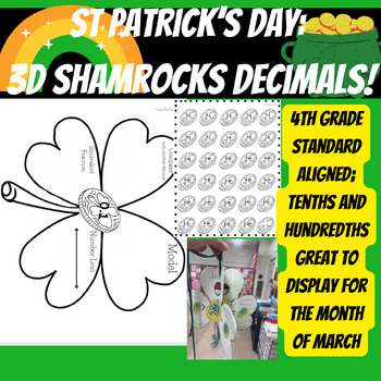 Preview of St. Patrick's Day 3d Shamrock Decimals Activity: 4th and 5th grade