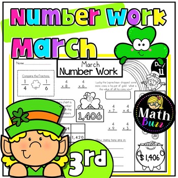 Preview of Number of the Day 3rd Grade - March Daily Morning Work Math - St. Patrick's Day