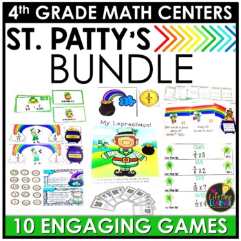 Preview of St. Patrick's Day Math Centers | 4th Grade Math Games BUNDLE