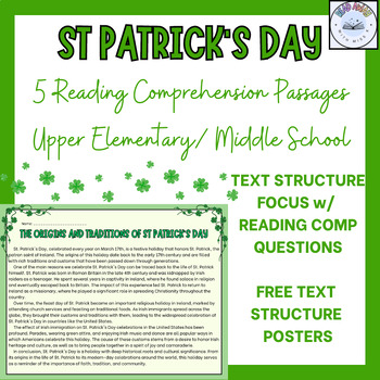 Preview of St. Patrick's Day - 5 Reading Passages with Reading Comprehension Questions
