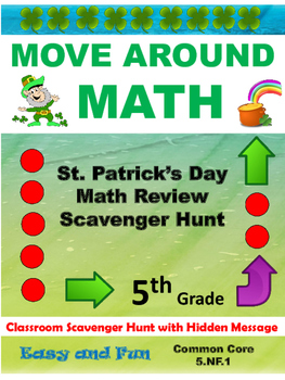 Preview of St. Patrick's Day 5th Grade Math Review Scavenger Hunt Common Core