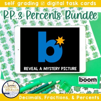 Preview of St. Patrick's Day 6RP3 & 7RP3 Percents Reveal a Picture Boom Cards™ BUNDLE