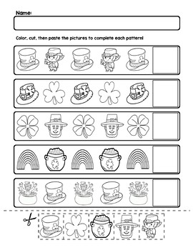 St. Patrick's Day AB Pattern Worksheets | 5 Pages by preKautism | TpT