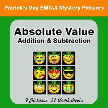 St Patrick's Day: Absolute Value: Addition & Subtraction -  Math Mystery Pictures