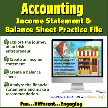 Preview of St. Patrick's Day Accounting Class Review- Income Statement Balance Sheet Lesson