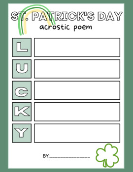 Preview of St. Patrick's Day Acrostic Poem