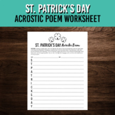 St. Patrick's Day Acrostic Poem Writing Activity | March E
