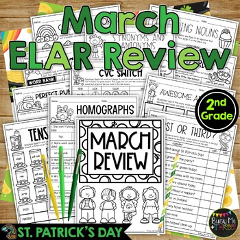 Preview of St. Patrick's Day Activities 2nd Grade ELAR REVIEW No Prep Printables | March