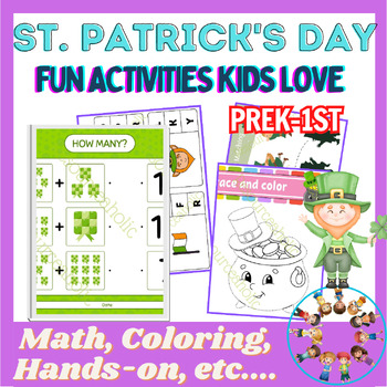 Preview of St Patrick’s Day Activities | 60 Fun Math, Coloring, Hands-on Activity Pages