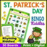 St Patrick's Day Activities Bingo Riddles Game Speech and 