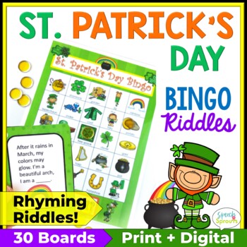 Preview of St Patricks Day Activities - Games Speech and Language Therapy Bingo Riddles