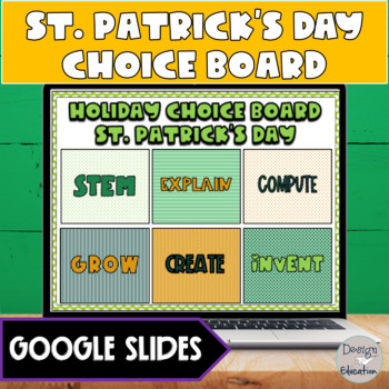 Preview of St Patrick's Day Activities Choice Board | Distance Learning