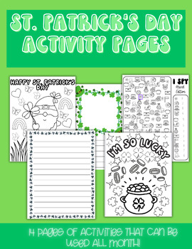 Preview of St. Patrick's Day Activities-Coloring Sheets, iSpy and Writing pages