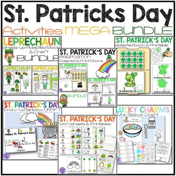 Preview of St. Patrick's Day Activities Crafts, Worksheets, Adapted Book Bundle Sped Speech