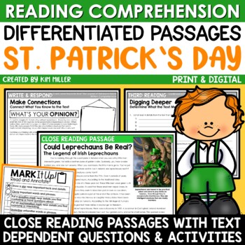 Preview of St. Patrick's Day Activities Reading Comprehension Passages Close Reading