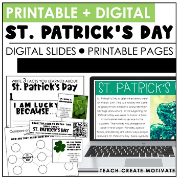 Preview of Digital & Printable St. Patrick's Day Writing Activities, Reading Comprehension