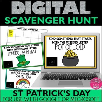Preview of St Patrick's Day Activities March Digital Scavenger Hunt No Prep Digital Games