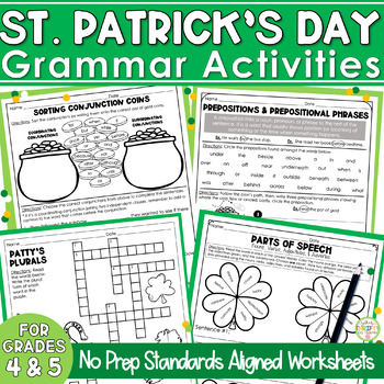 Preview of St. Patrick's Day Activities | March Morning Work Grammar Practice Worksheets