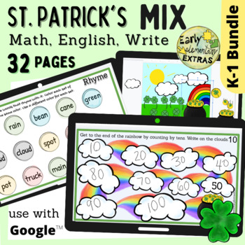 Preview of St. Patrick's Day Activities Math, Writing, English  BUNDLE use with Google™