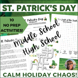 St Patrick's Day Activities Puzzles Middle High School Sub