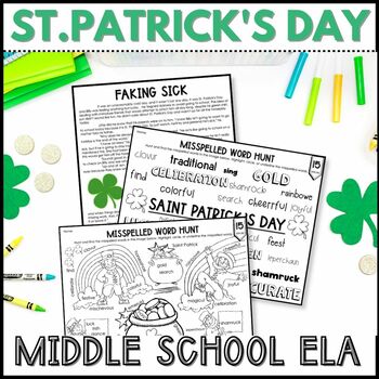 Preview of St. Patrick's Day Activities - Middle School English - Fiction, Writing, Grammar