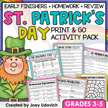 Preview of St. Patrick's Day Activities | Worksheets | Math and ELA Grades 3-5