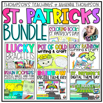 Preview of St. Patrick's Day Activities and Centers - Coloring, Brain Boomers, Theme Days