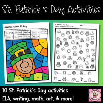 Preview of St. Patrick's Day Activities for 1st and 2nd grade | ELA, Writing, Math, & more!
