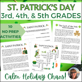 St. Patrick's Day Activities Puzzles 3rd 4th 5th Grade Sub