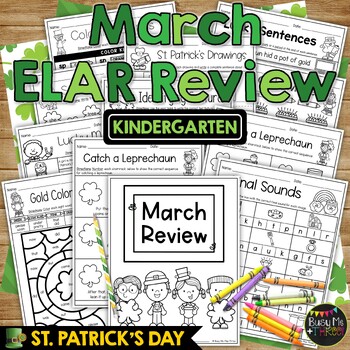 Preview of St. Patrick's Day Activities for Kindergarten ELAR REVIEW No Prep Worksheets