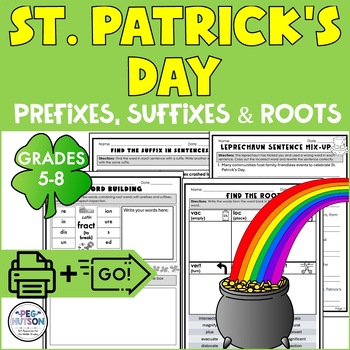 Preview of St. Patrick's Day Activities for Prefixes, Suffixes, & Root Words Morphology