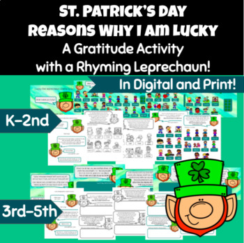 Preview of St. Patrick’s Day Activity BUNDLE Why I Am Lucky-Gratitude, Digital and Print