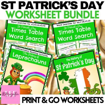 Preview of St Patrick's Day Worksheet Activity Bundle