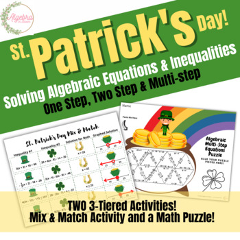 Preview of St. Patrick's Day Activity Bundle // Algebraic Equations & Inequalities