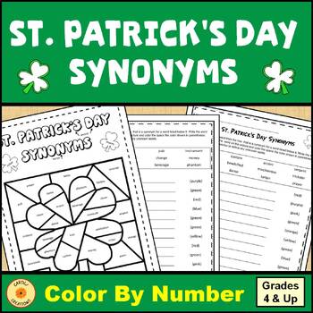 Preview of St. Patrick's Day Activity Color By Code Synonyms Worksheet