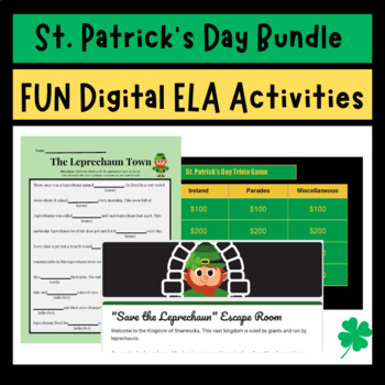 Preview of St. Patrick's Day Activity ELA BUNDLE- Sub Plans for St. Patrick's Day