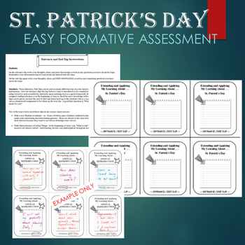 Preview of St. Patrick's Day Activity - ENTRANCE AND EXIT SLIP
