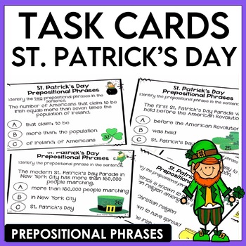 Preview of St. Patrick's Day Activity Grammar Task Cards for Prepositions & Parts of Speech